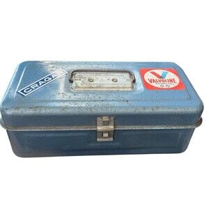 Vintage Disston My Buddy Metal Tackle Tool  Box Chest Blue 12 x 6 x 5"